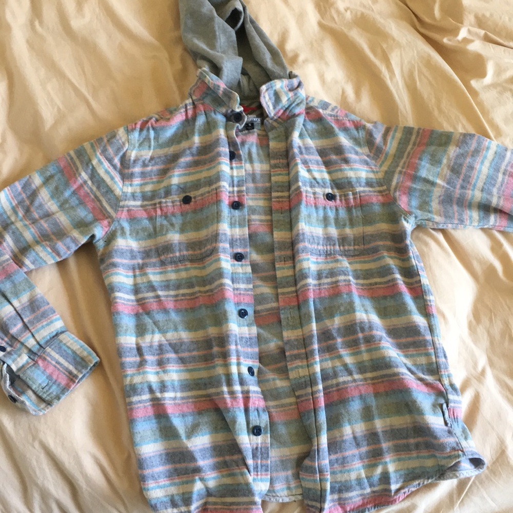 Pac Sun stripped flannel with hood